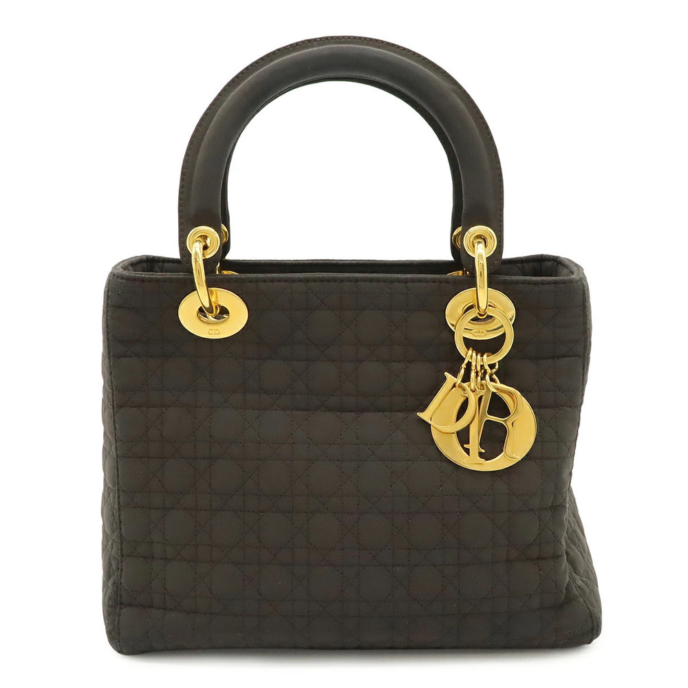 Christian Dior Lady Cannage Handbag Tote Bag Dark Brown